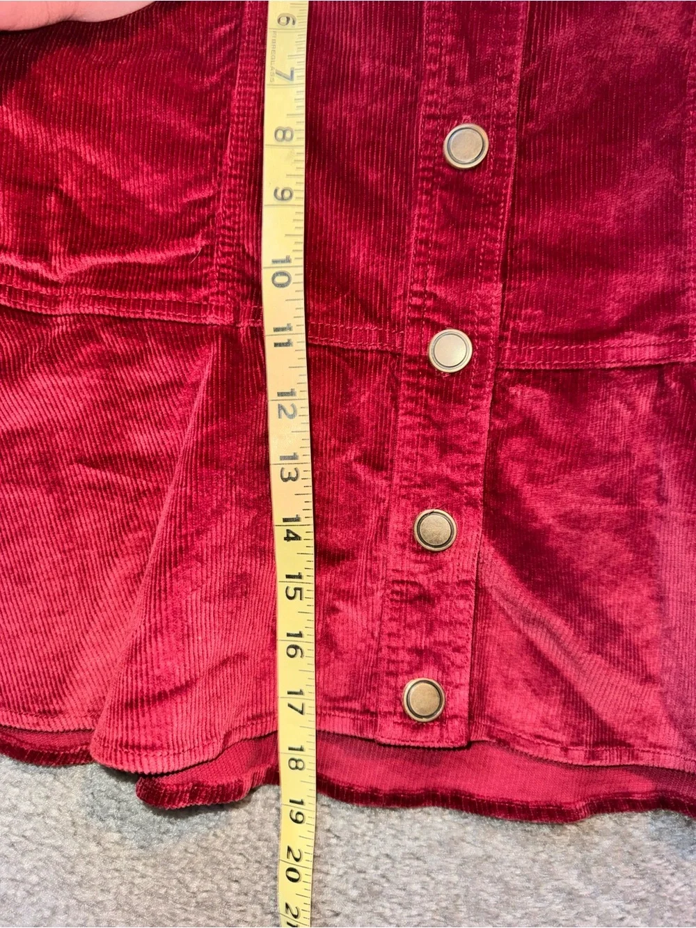 Draper James size 12 Corduroy Button-Front burgundy Ruffled Mini Skirt